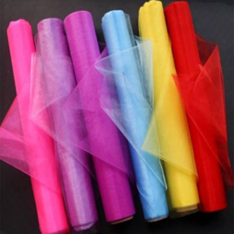 tulle organza fabric 5m/10m Sheer Crystal Organza Tulle Roll Fabric Draping Wedding Ceremony Party Home Decoration Wedding flowers arch 6z