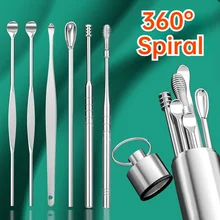 Ear Wax Removal Ear Cleaner Ear Picker Ear Wax Remover 360° Spiral Massage Stainless Steel Ear Care Tools Baby Adult Ear Picker