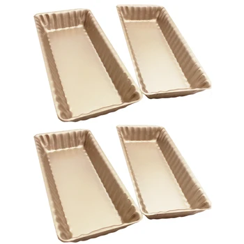 

4 Pack Non-Stick Baking Tray Mini Rectangular Chrysanthemum Pie Tray Almond Tart Tray Baking Cake Mold