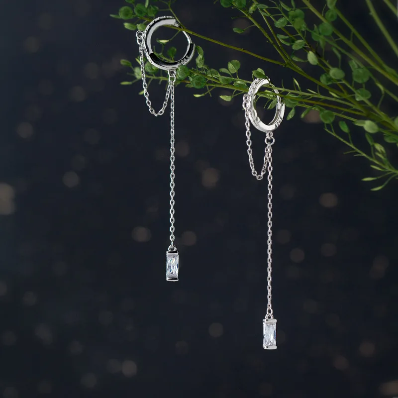 La Monada 925 Silver Woman Earring Chain Minimalist Ear Piercing 925 Silver Jewelry Hanging Hoop Earrings For Women Female Girls