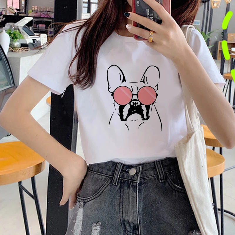 Funny Dog printed t shirt women 90s Graphic T-shirt Harajuku Tops Tee Cute Short Sleeve animal tshirt Female Tshirts | Женская одежда