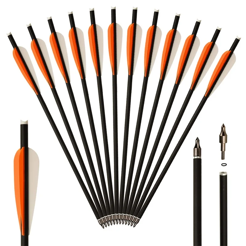 Flechas mixtas de Ballesta de carbono 125 de grano naranja/púrpura para caza con arco al aire libre flechas de caza