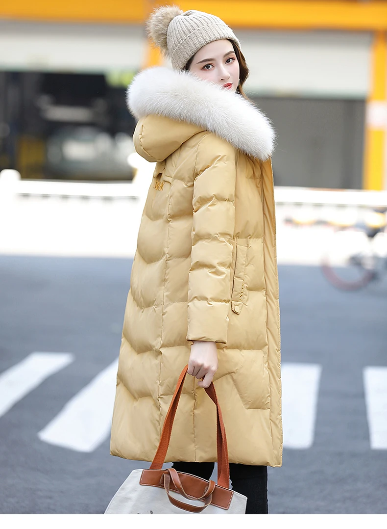 AYUNSUE, зимнее пальто, женская одежда,, парка, Корейская, теплая куртка, женские пальто, большой меховой воротник, с капюшоном, Wmen Parka A68388 YY167