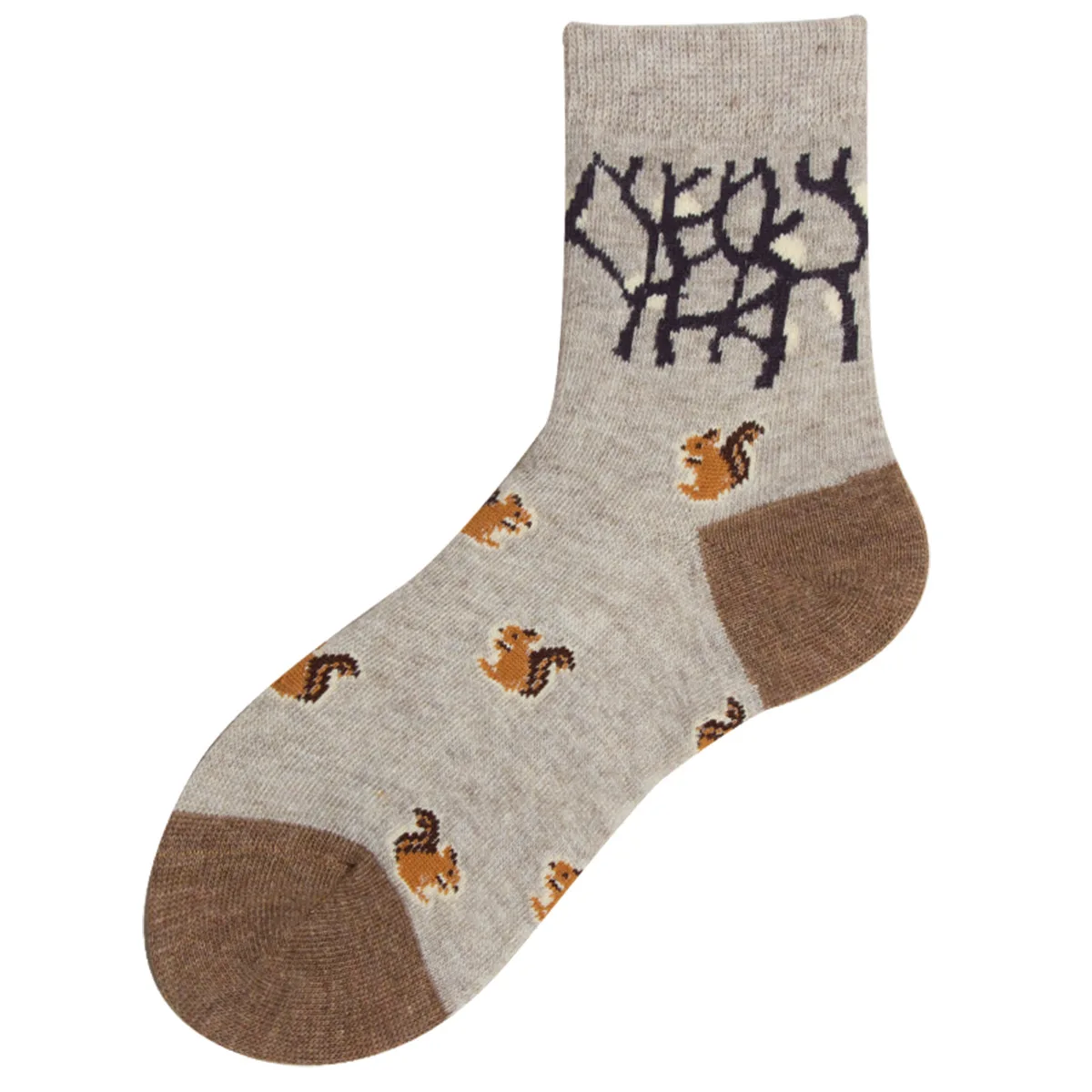 Jeseca, рождественские носки для женщин, зимняя плотная теплая шерсть, носки с мультяшным животным принтом, японские кавайные милые винтажные носки для девочек - Цвет: khaki
