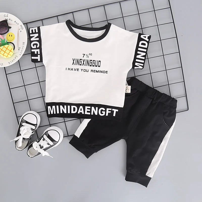 

Kids Boy Summer English Letter Print Tops Blouse T-shirt+Shorts Casual Short Sleeve Outfits Sets