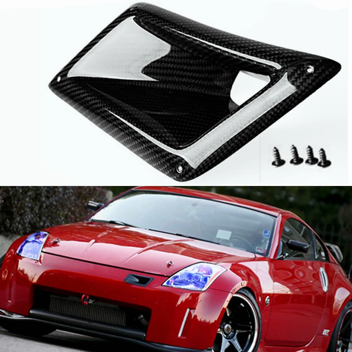 

1x Left Side Rear Carbon Fiber Board Car Front Bumper Air Vent Intake Outlet Duct Cover Trim For Nissan 350Z Z33 2003-2009