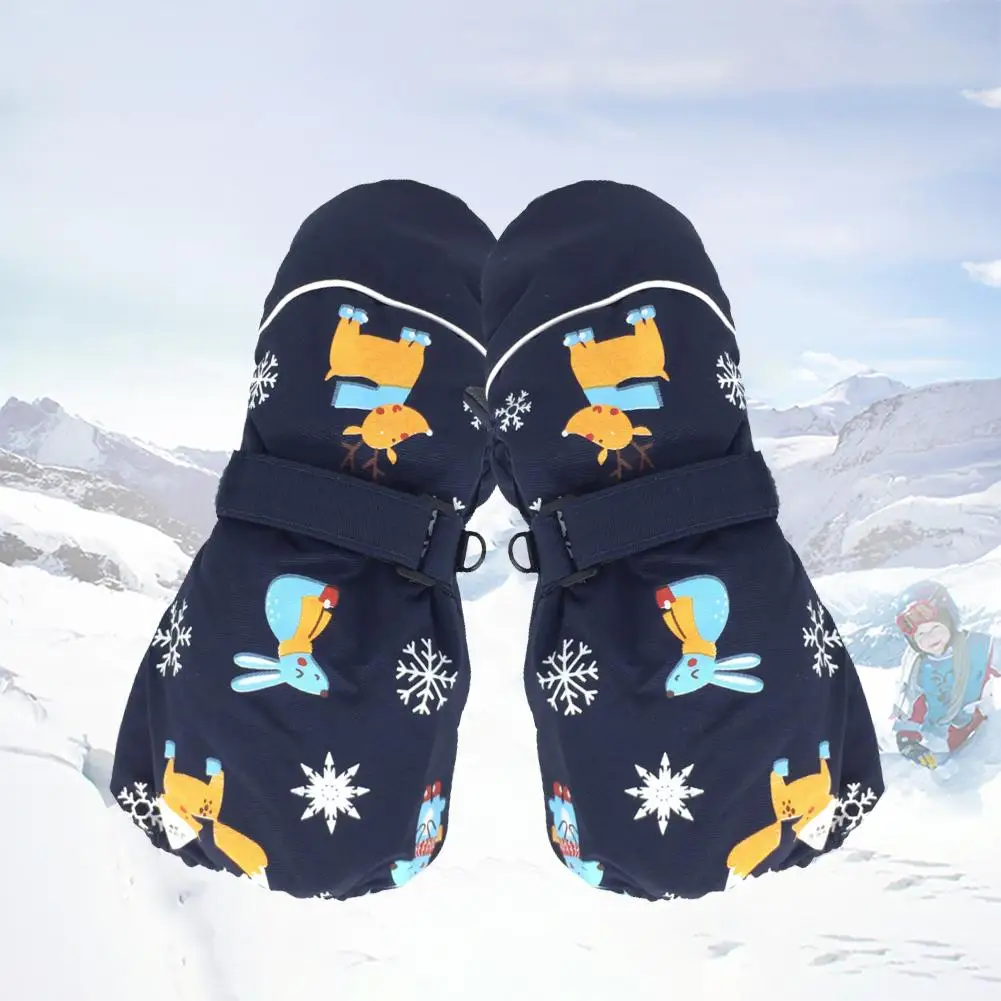 Children Ski Gloves Windproof And Waterproof Three-layer Warm Gloves Winter Essential Warm Gloves Cute Elk