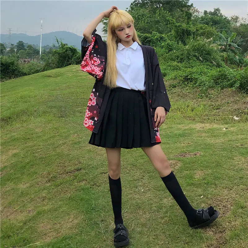 Anime Printing Japanese Kimomo Traditional New Thin Loose Cardigan Kimono Women Plus Size Causl Coat Top Sunscreen Clothes