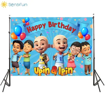

Sensfun Cartoon Upin&Lpin Theme Photography Backdrop Balloon Ribbon Boy Birthday Party Photo Background Studio Banner Prop Vinyl