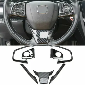 

6Pcs Steering Wheel Cover Trim Carbon Fiber For Honda Civic 2016-2020 Brand new