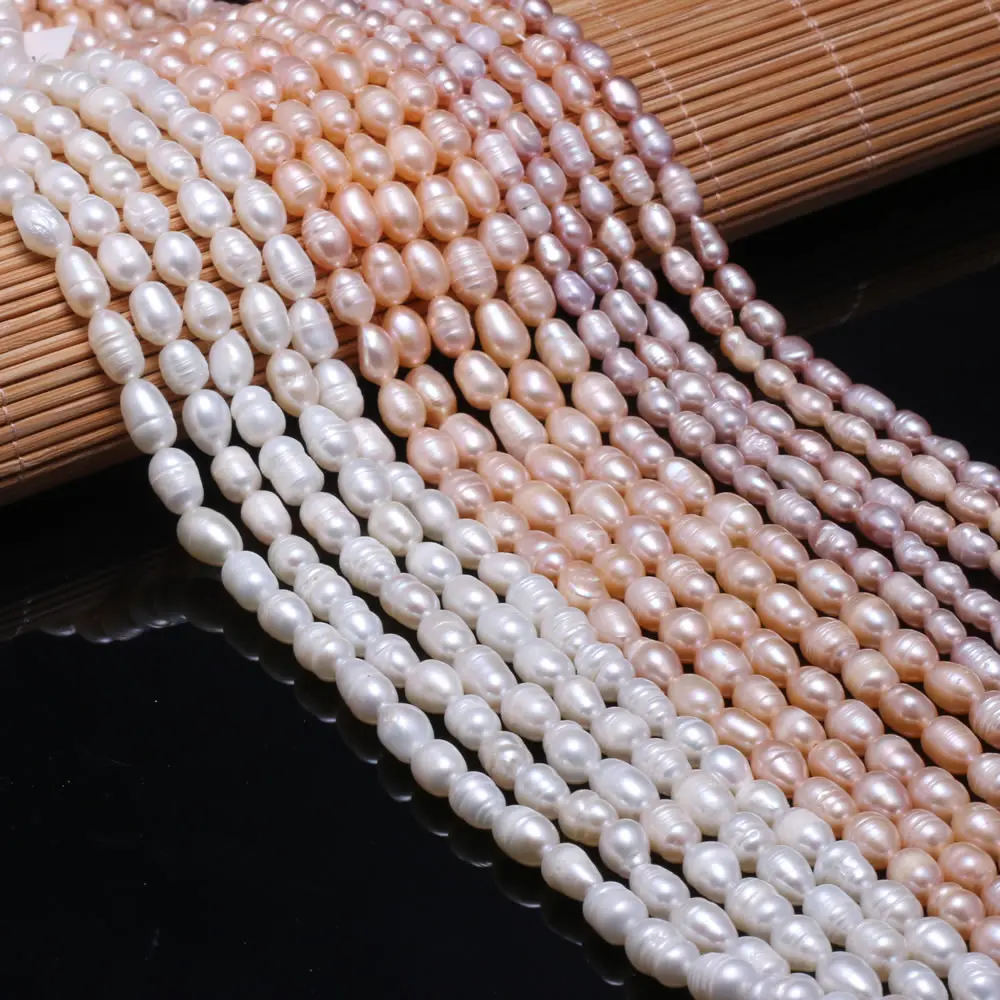 

Natural Freshwater Pearl Beads High Quality Rice Shape Punch Loose Beads for DIY Elegant Necklace Bracelet Jewelry Making 5-6MM