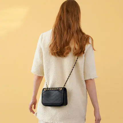 Женская сумка, сумка-мессенджер, женская сумка через плечо, черная, золотая, серебряная, на цепочке, сумка на плечо, женская сумка на плечо - Цвет: Черный