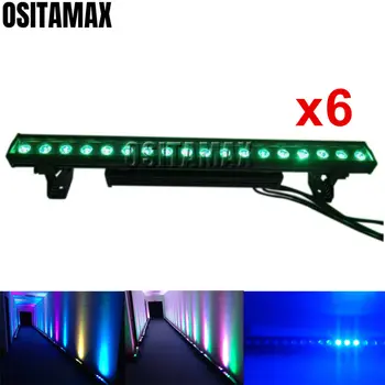

6pcs Outdoor RGBW LED Wall Washer 18x10w 4IN1 IP65 LED Wash Light Waterproof LED Color Change Buliding Decor Linear Bar DJ Light
