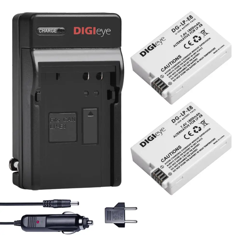 Batteria Lpe8 Lp-E8 + Kit Caricabatterie Per Canon Rebel T3I T2I T4I T5I Eos 600D 550D 650D 700D Kiss X5 X4 Kiss X6 Camera