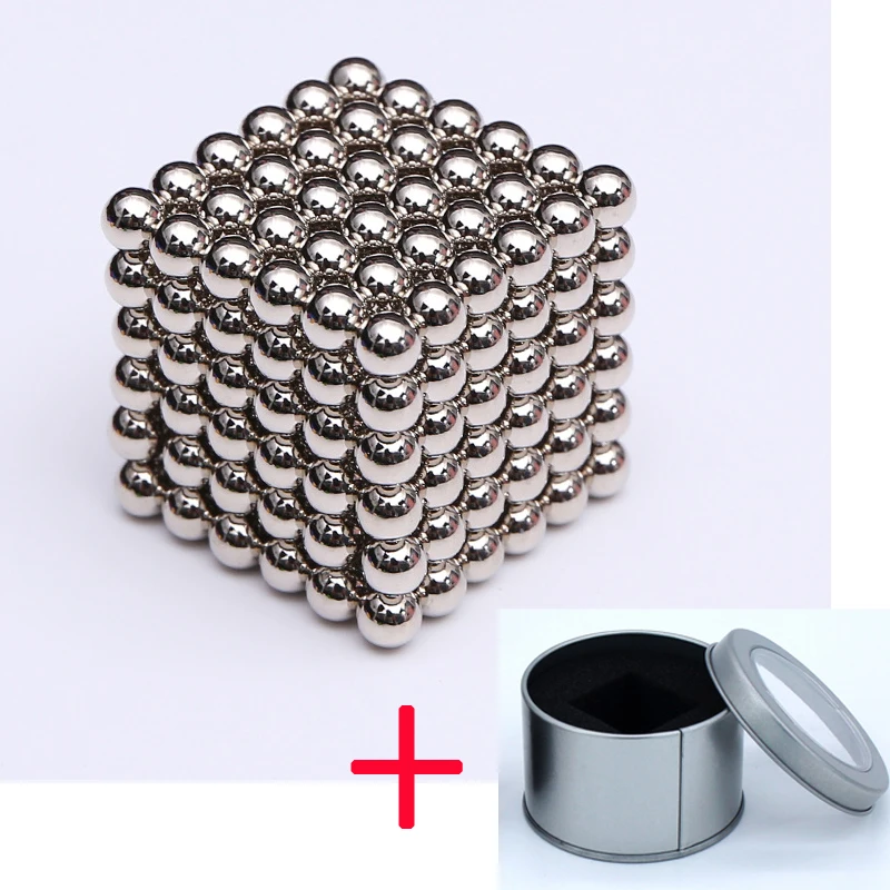 5 мм 216 шт./компл. с металлической коробке новые метасфер неодимовые магнитные шарики нео куб, головоломка, магнит - Цвет: nickle