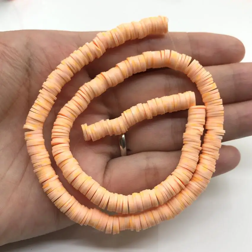 10strand/lot Orange Series Polymer Clay Rondelle Beads Wholesale,Vinyl Disc Heishi Tiny Spacers Loose Beads,DIY Jewelry Making