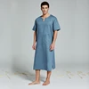 Chemises de nuit en coton véritable lin pour hommes peignoir Extra large à manches courtes Robe Caftan vacances vacances Robe de plage ► Photo 1/6