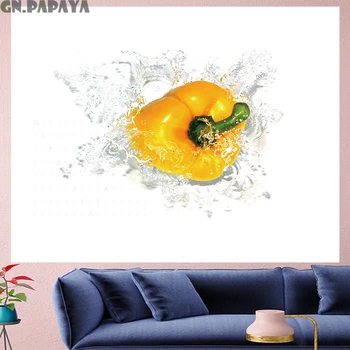 

Yellow pepper Tapestry vegetables Wall Hanging personality Pop style building goblen fashion fresh style Wall Carpet home decor