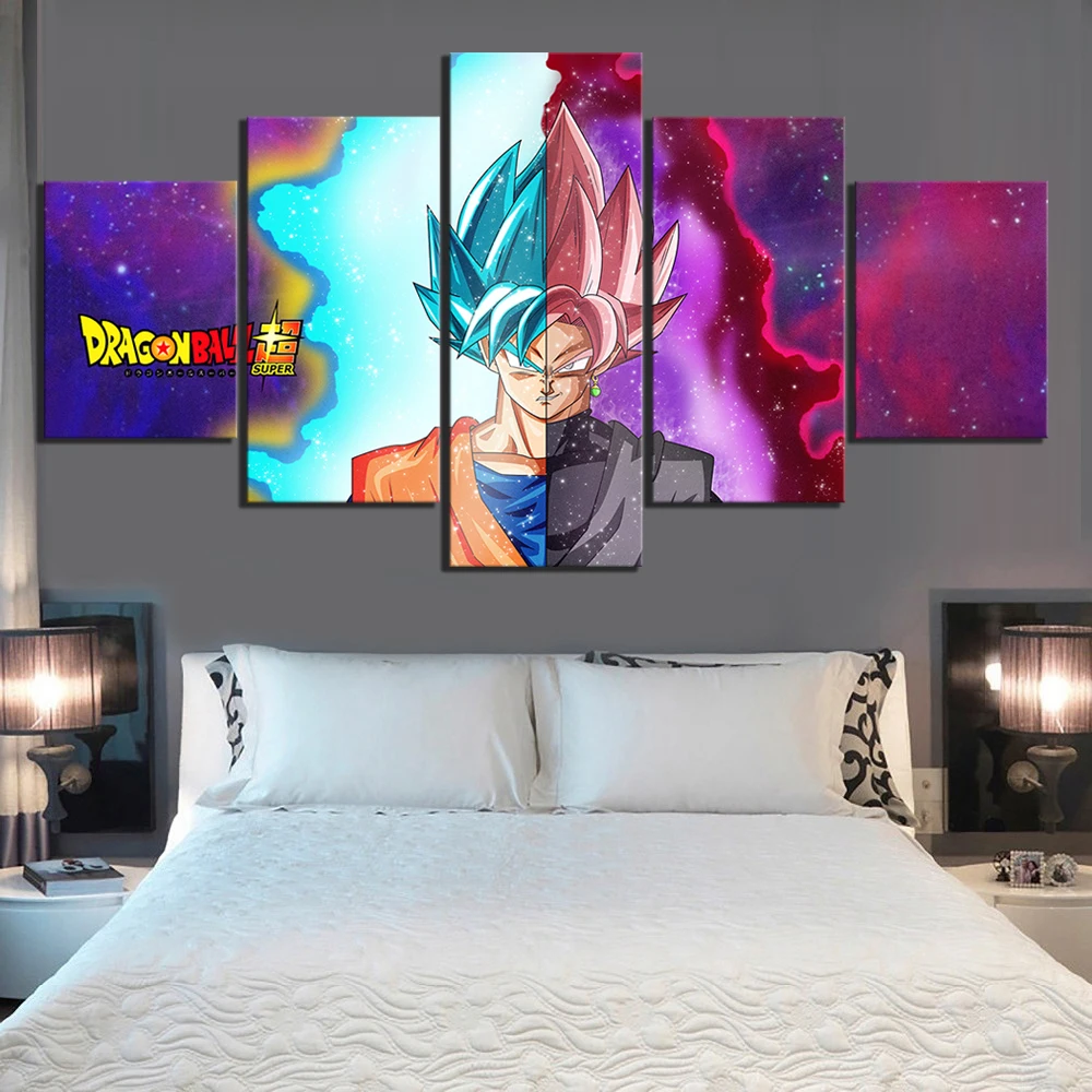 5 шт. Dragon Ball Z плакат с героями аниме мультяшная Наклейка на стену Гоку Ssj синий и