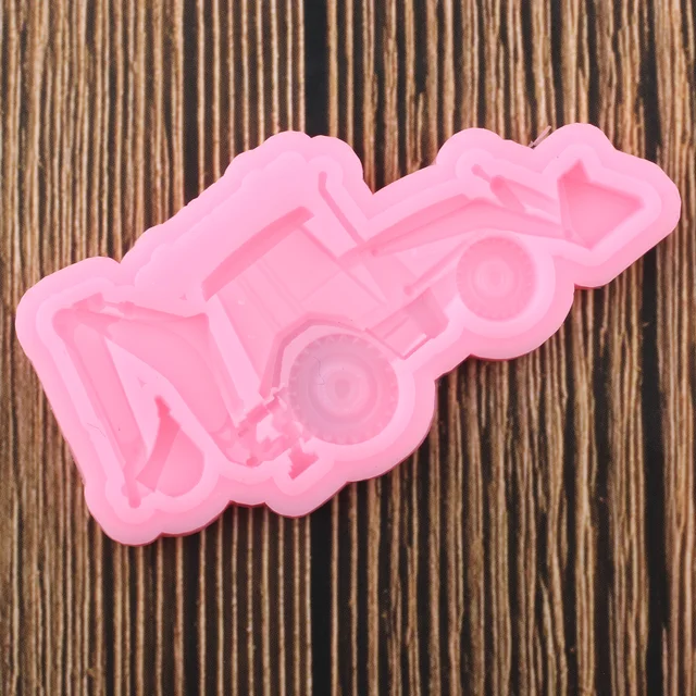 3D Autó Torta Szegély Szilikon Penész Kotrógép Fondant Penészek Baba Születésnapi Díszítő Szerszám - Image 3
