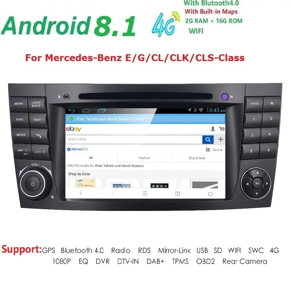 2 din Android 8,0 лента Авторадио Регистраторы Автомобильный DVD плеер для Mercedes W211 W219 W463 CLS350 CLS500 CLS55 E200 E220 E240 E280 270