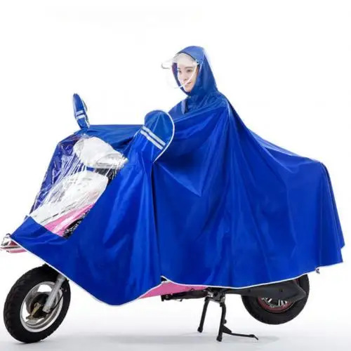 Универсальный прочный мотоцикл Скутер дождь водонепроницаемый с капюшоном плащ от дождя - Цвет: Blue 4XL