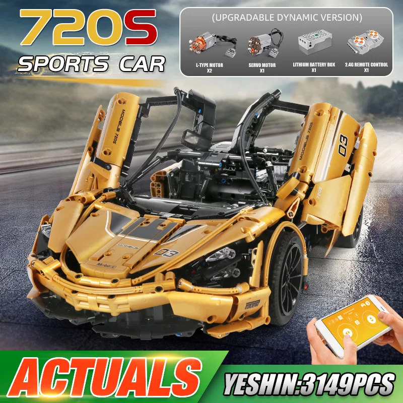 Высокотехнологичный автомобиль MOULD KING 13145 APP Motor скорость 720S строительный блок