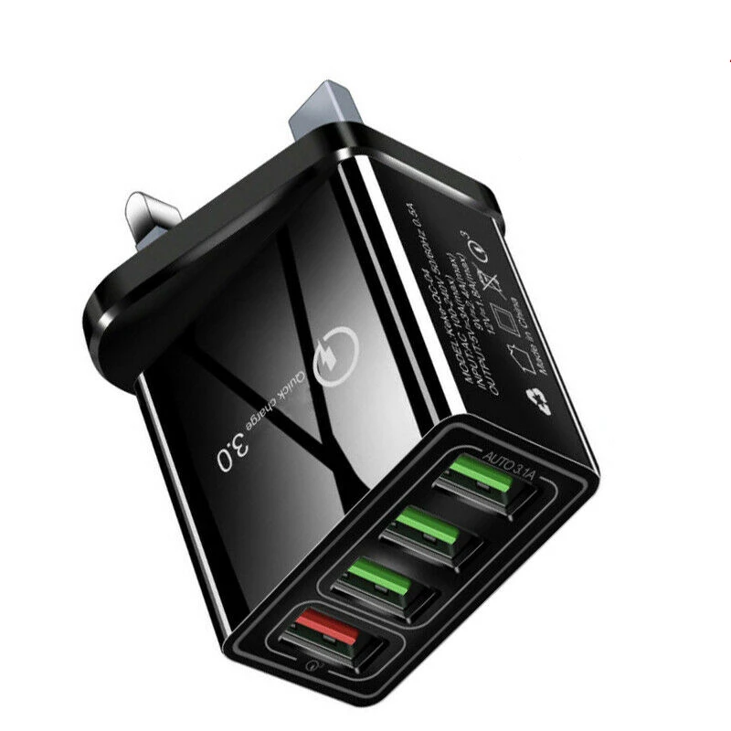 4 USB быстрое зарядное устройство 3,0 USB зарядное устройство для samsung Xiaomi iPhone7 8 huawei P20 Tablet QC 3,0 быстрое настенное зарядное устройство US EU UK Разъем-адаптер
