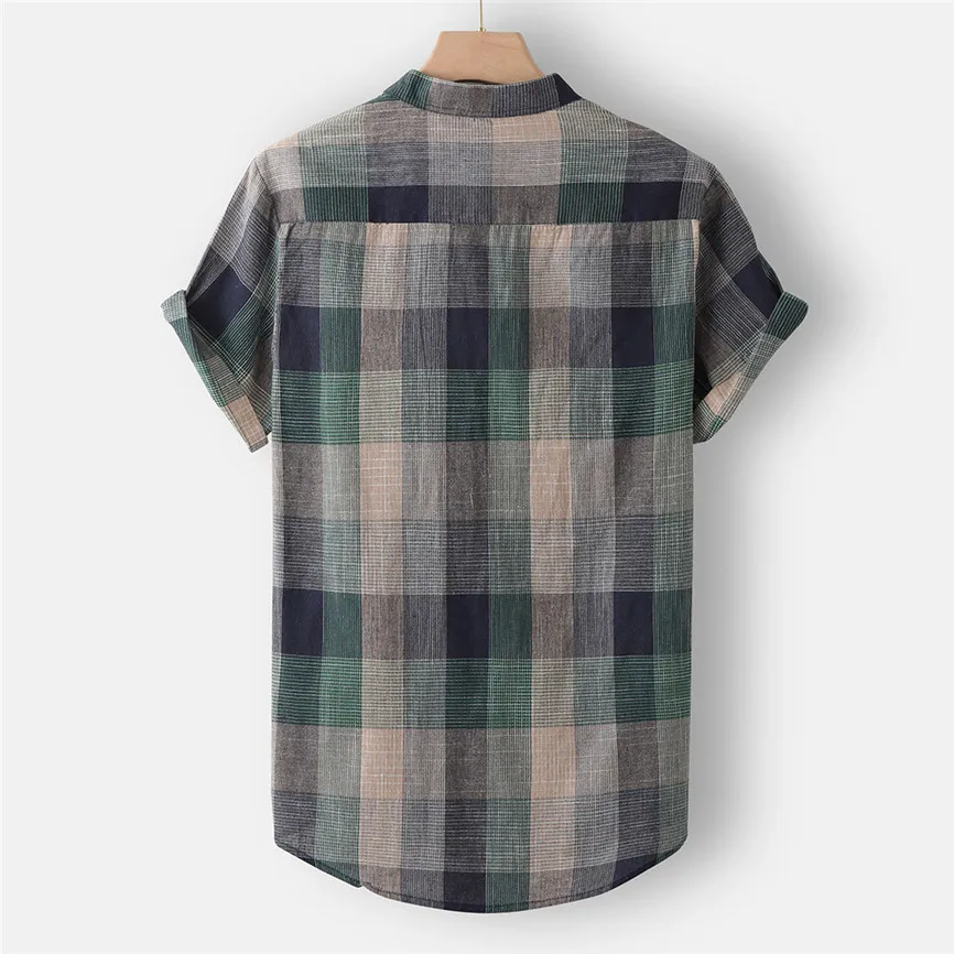 Camisas Hombre Verano, мужская летняя модная Однотонная рубашка с отворотом и несколькими карманами, рубашка с коротким рукавом, рубашка, рубашка для мужчин