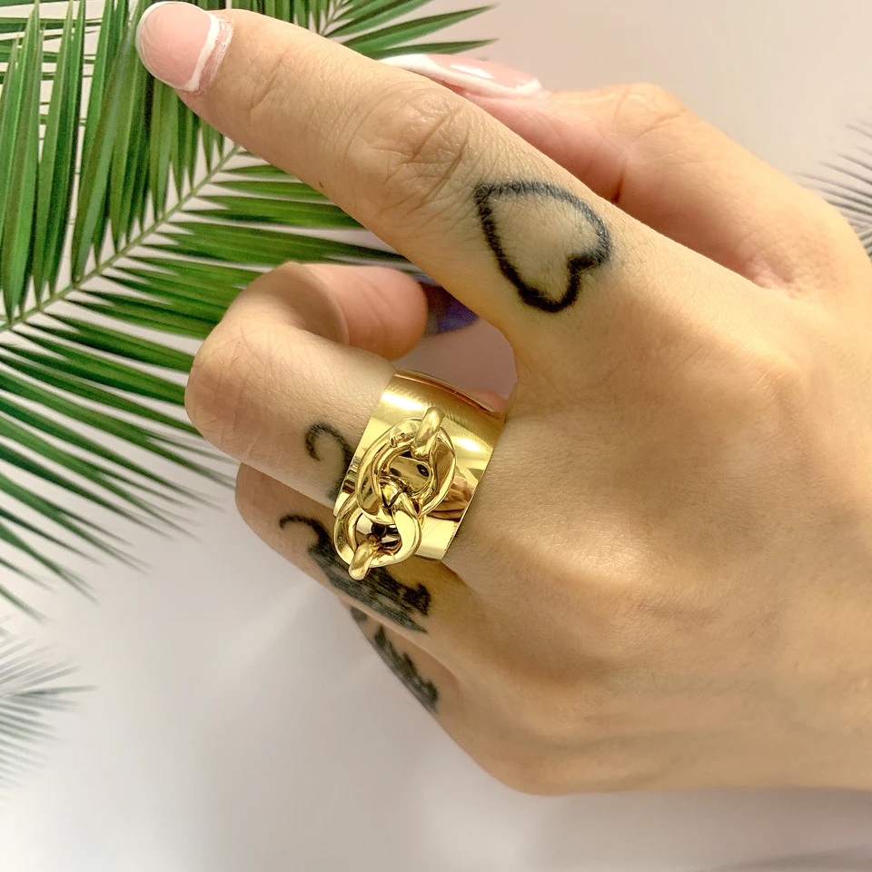 Fashion 18 k Creative Brand Multilayer Stainless Steel Rings for Women Charm Metal Golden Finger Charm Ring Jewelry Party Gift