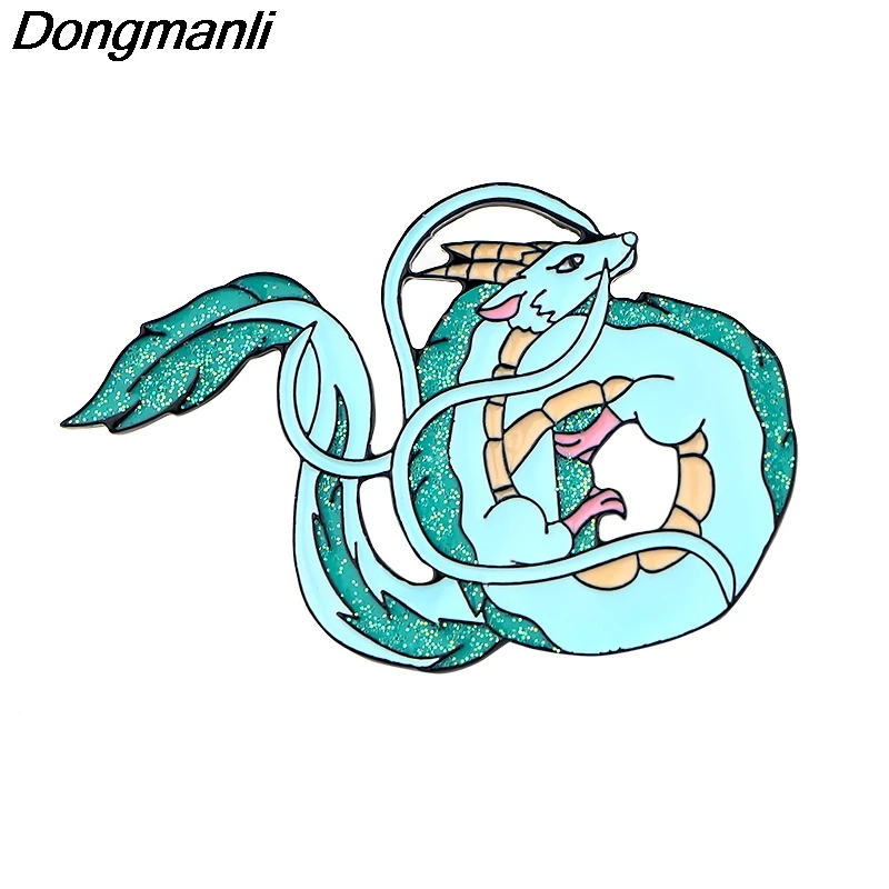Модные металлические эмалированные Броши P3864 Dongmanli с белым драконом и