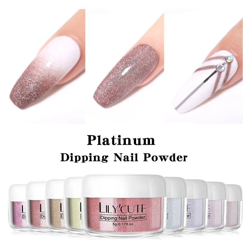 LILYCUTE, 5 г, Платиновый порошок для ногтей, натуральный сухой лазер, Блестящий Бриллиант, маникюр, дизайн ногтей, хром, пигмент, сделай сам, дизайн ногтей