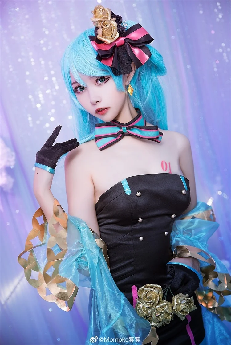 Карнавальный костюм VOCALOID Hatsune Miku на 12-летие, день рождения, волшебное будущее, платье+ головной убор+ носки+ перчатки+ накидка, размеры s, m, l