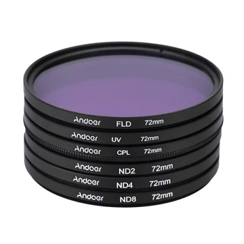 

Andoer 72mm UV+CPL+FLD+ND Photography Filter Kit Set Ultraviolet Circular-Polarizing Fluorescent Filter for Nikon Canon