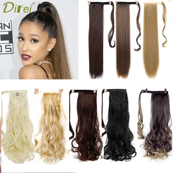 

DIFEI 24'' Long curly Clip In Hair Tail False Hair Ponytail Hairpiece with Hairpins Synthetic Hair Pony Tail Hair Extension