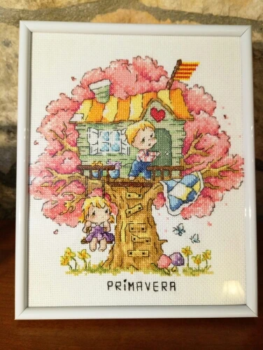 Treehouse of 4 season cross stitch package spring summer 18ct 14ct 11ct cloth cotton thread embroidery DIY handmade needlework