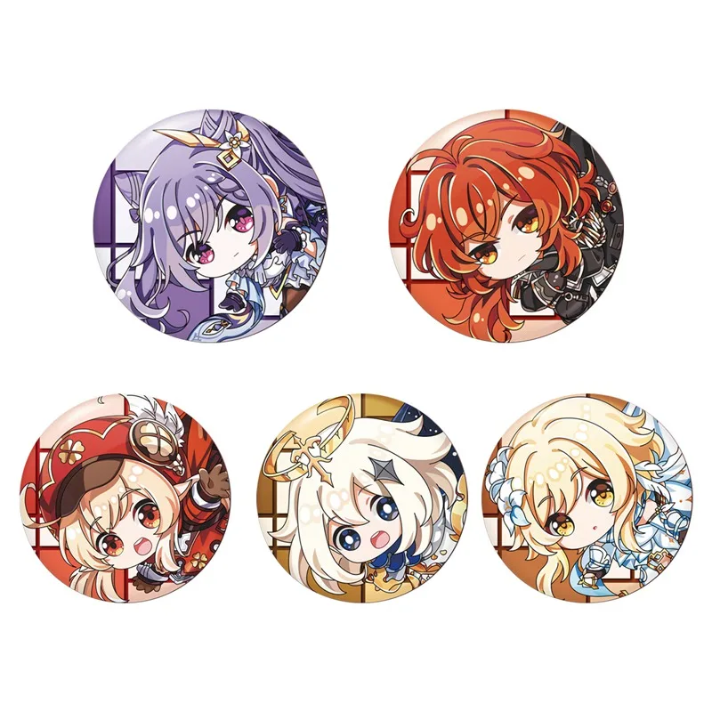 Game Genshin Impact Badge Lumine Keqing Klee Paimon Anime Brooch