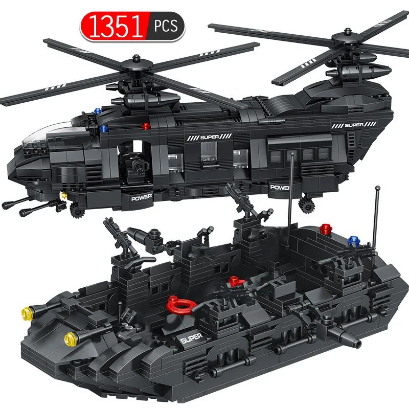 

1351+pcs Large City Building Blocks Compatible Legoed Technic Police Transport Team Helicopter Figures Bricks Toys For Children