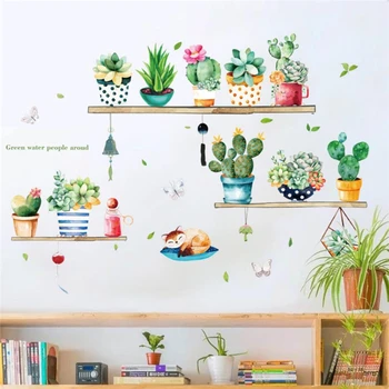 

Garden Plant Bonsai Home Decor Wall Stickers For Living Room Wall Sticker Flower Kitchen Pvc Wall Decals Diy Decoration