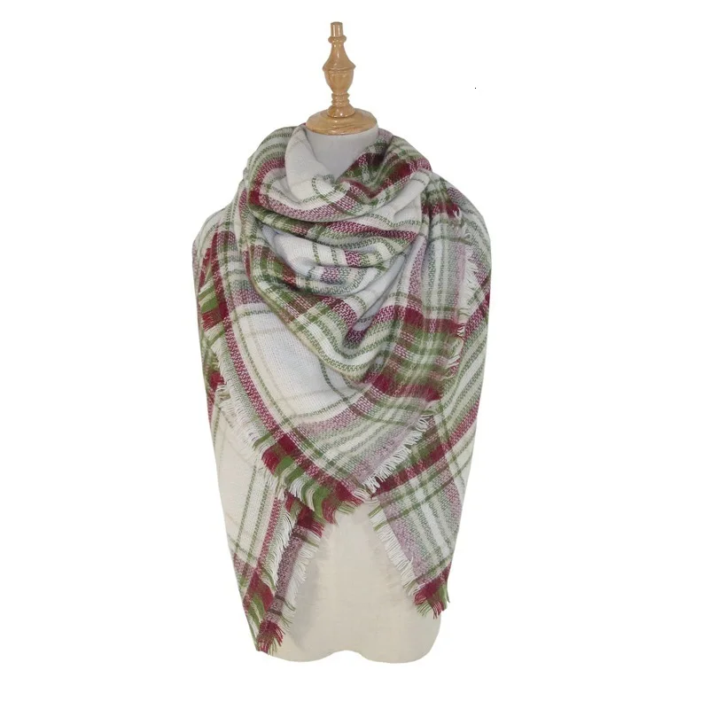 Зимний женский кашемировый шарф-платок классический клетчатый платок плед пончо бандана палантины треугольные пашмины шарф для женщин