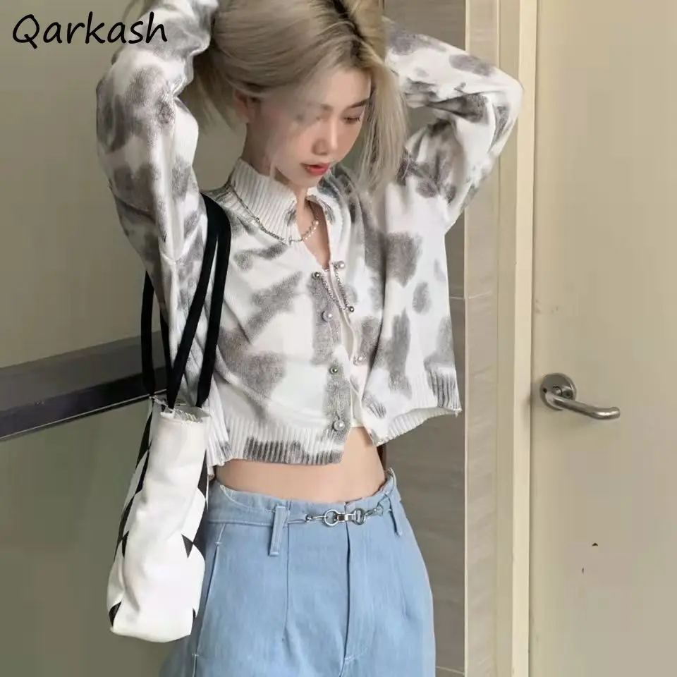 

Женский винтажный кардиган в Корейском стиле, милый вязаный свитер с галстуком, Осенний Свободный укороченный Универсальный милый Повседневный Кардиган в стиле Харадзюку