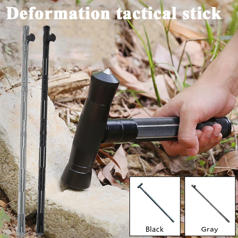 1pcs Aluminum Alloy Tactical Stick Sports Hiking Trekking Pole Outdoor Defensive Tactical Cane Camping Emergen Safety Hnad Tools