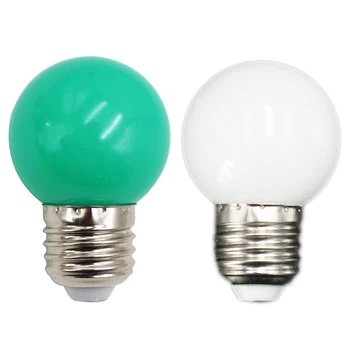 

2 Pcs E27 Led Bulbs - E27 1W Pe Frosted Led Globe Colorful White/Red/Green/Blue/Ylellow Lamp 220V -1PCs White & 1PCs Green