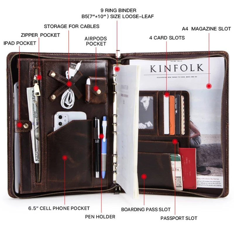 Ретро нубук кожаный чехол для iPad Pro 10 5 &quotAir 3 2 11 9 Ring Binder Padfolio B5 папка планшета 7"