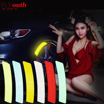 

For Bmw All Cars Car Wheel Rim Eyebrow Reflective Warning Strip Stickers Safety Warning Light Reflector Protective Sticker 2pcs