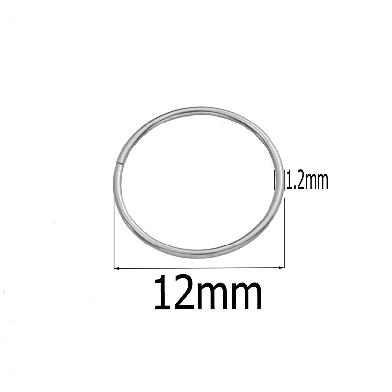 1.2x12mm 10 шт./лот, нержавеющая сталь, сделай сам, фурнитура для ювелирных изделий, открытые одиночные петли, большие кольца для прыжков, разъемное кольцо, аксессуары для изготовления, оптовые поставки - Цвет: 1.2x12mm