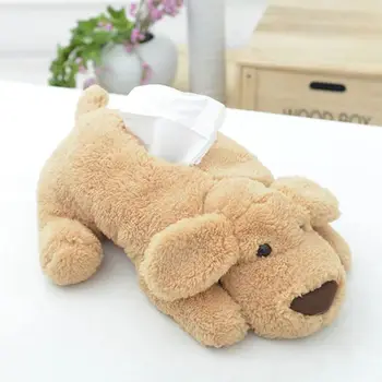 

Cute Cartoon Plush Teddy Dog Tissue Cover Box Paper Container Napkin Storage Holder Case Dispenser Home Decor Room Car Accessory