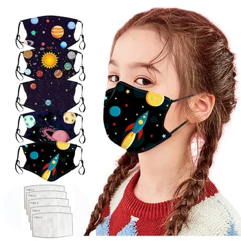 

Child 5pcs Washable Fashion Print Mouth Cover Reusable Masks+ 5pcs Filters Mascarilla Reutilizable Mondkapjes Herbruikbaar