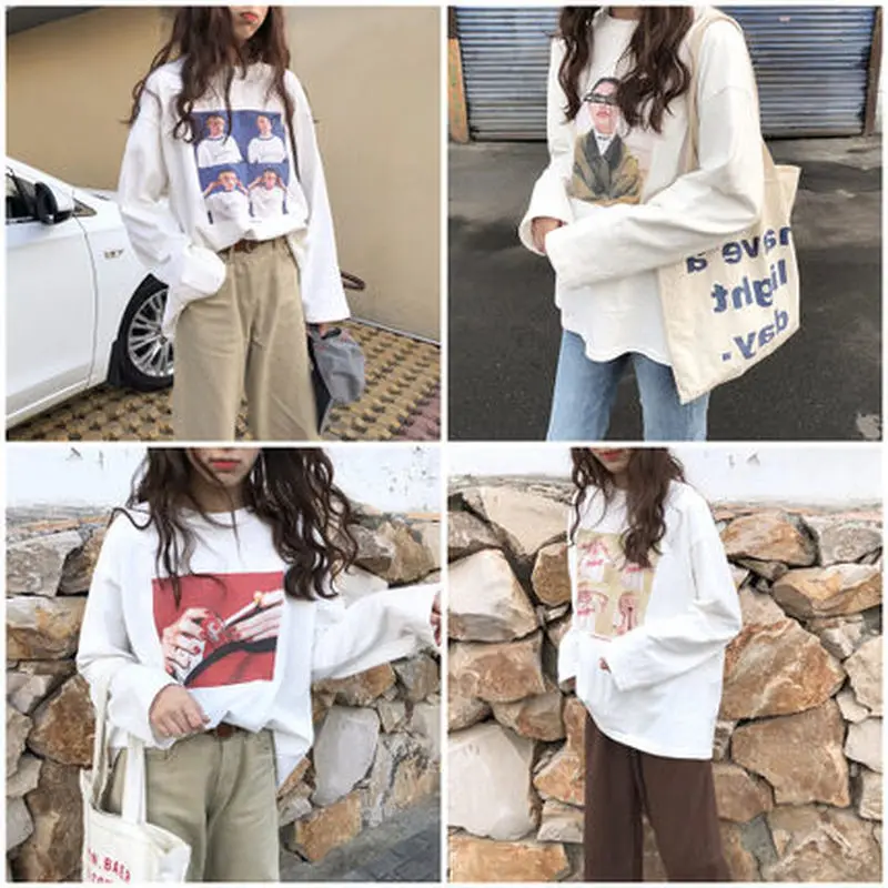 

New Women's T-Shirt Casual Loose Sleeve Woman T Shirt Printed Women T-shirt Tops Spring Autumn Female Tee Shirt Lady Tshirt Top