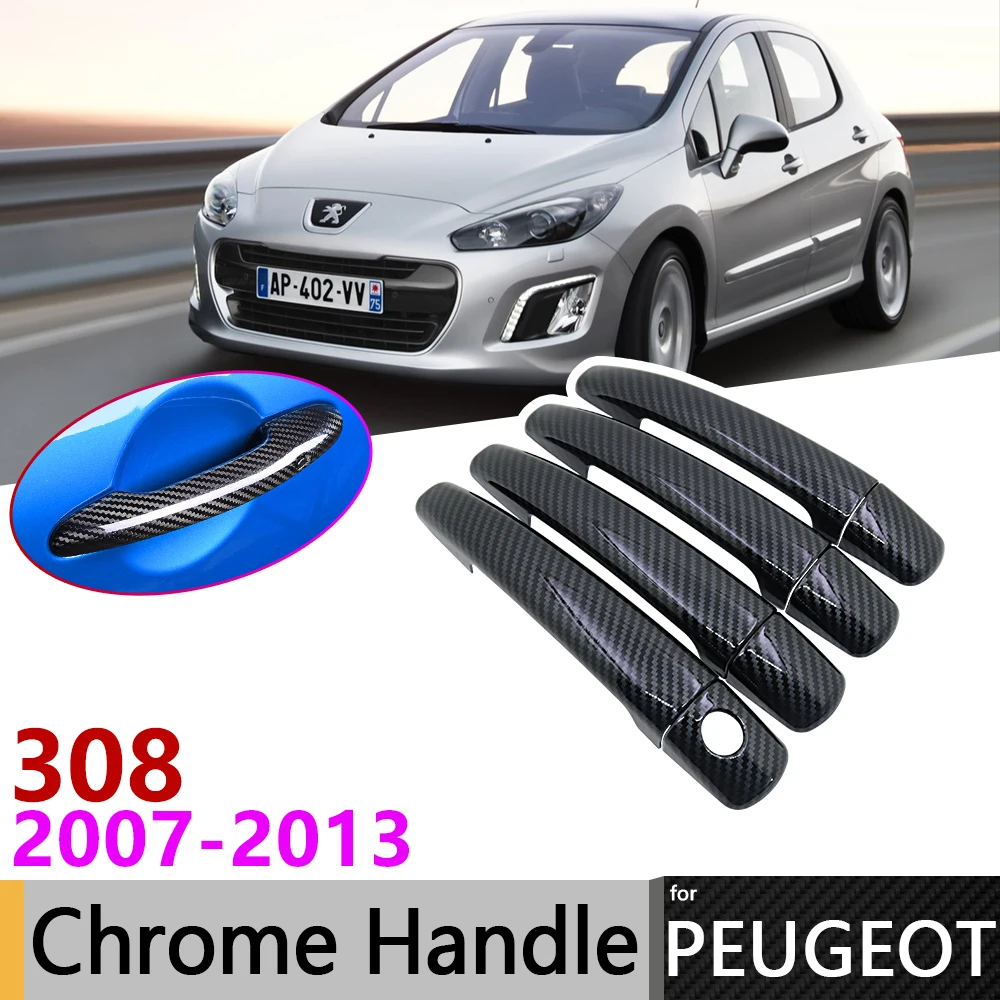 Черная накладка на дверную ручку из углеродного волокна для peugeot 308 sw cc RCZ 2007 ~ 2013 2008